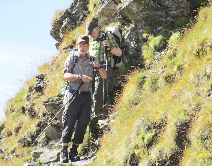 Klaus und Hans-Peter an einer sprekären Stelle des Gradötzsattel 2826 m.