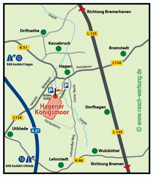 Anfahrtsplan nach "Hagen im Bremischen"